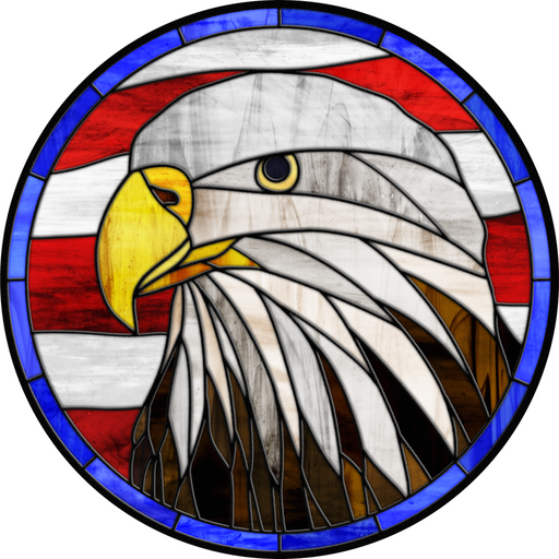 Stained Glass Sign, Eagle Sign, Patriotic Sign, DECOE-4050, 10" Metal Round