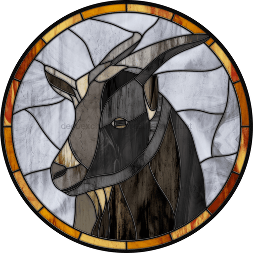 Stained Glass Sign, Farmhouse Sign, Goat Sign, VINYL-DECOE-4037, 10" Vinyl Decal Round