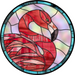 Stained Glass Sign, Flamingo Sign, DECOE-4042-DH, 18 Wood Round