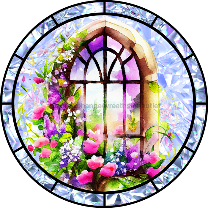 Stained Glass Sign Florals Decoe-5211 10’ Metal Round