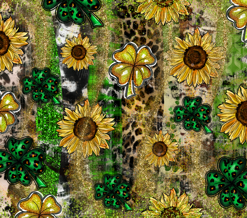 Sunflower and Clover Tumbler, Leopard and Glitter Tumbler 20 oz Skinny Tumbler DECOETUMBLER-273 - DecoExchange®