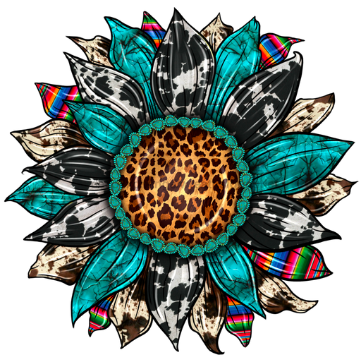 Sunflower, Cow Print Flower, Animal Print Flower, Turquoise Flower, wood sign, DECOE-W-078 - DecoExchange®