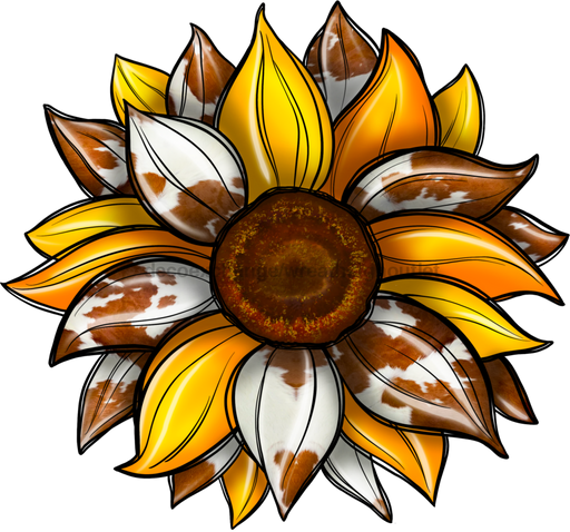 Sunflower, Cow Print Flower, Animal Print Flower, Yellow Flower, wood sign, DECOE-W-079 - DecoExchange®