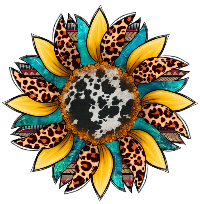 Sunflower, Cow Print Flower, Leopard Flower, wood sign, Door Hanger, DECOE-W-089 - DecoExchange®
