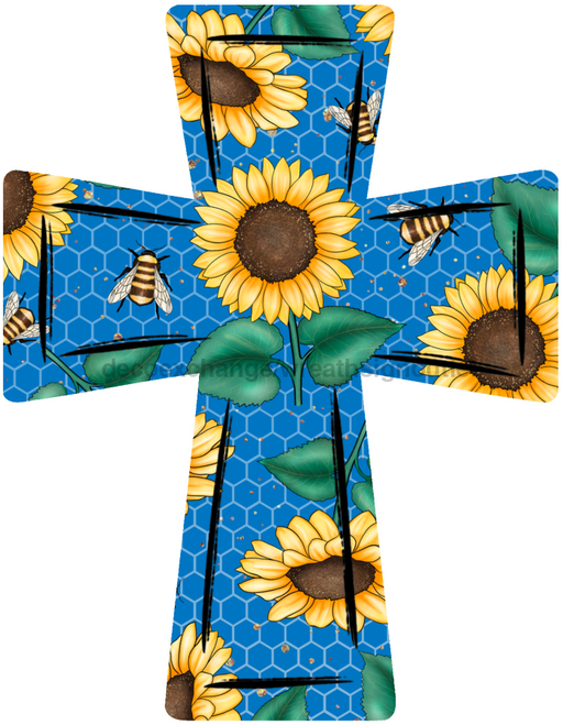 Sunflower Cross Door Hanger Decoe-W-697-Dh 22’ Wood