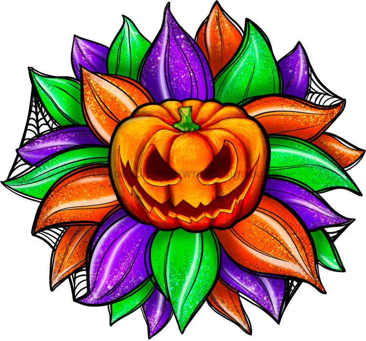 Sunflower, Halloween Flower, Purple Orange Flower, Spooky Flower, wood sign, Door Hanger, DECOE-W-092 - DecoExchange®