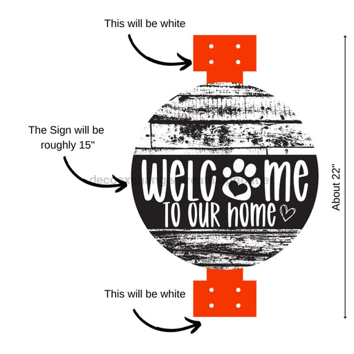 Swag Door Hanger Welcome Dog Sign 22’’ Wood Decoe-W-4079-Sb For Wreath