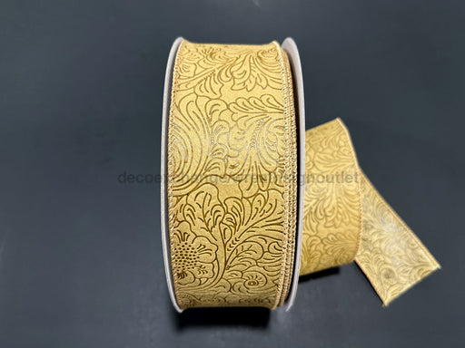 Tan Flower Embossed 2.5’X50Y 984240 - 15C Ribbon