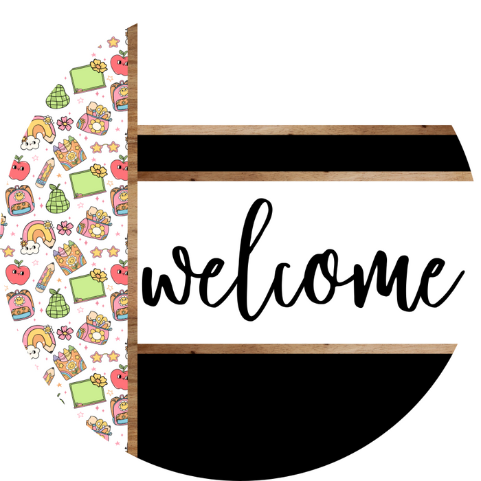 Teacher Door Hanger, Welcome Brought Boos Door Hanger, DCO-01978-DH, 18" Round Wood