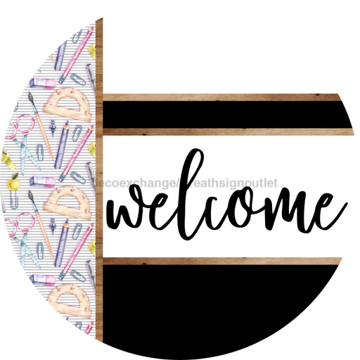 Teacher Door Hanger, Welcome Brought Boos Door Hanger, DCO-01980-DH, 18" Round Wood