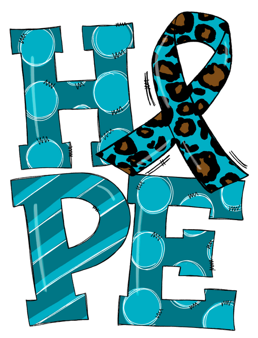 Teal Hope Sign Awareness Door Hanger Wood Sign Decoe-W-0140 22