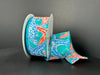 Teal Water Satin/Coral-Blue Starfish 1.5’’X10Y 41537-09-33 Ribbon