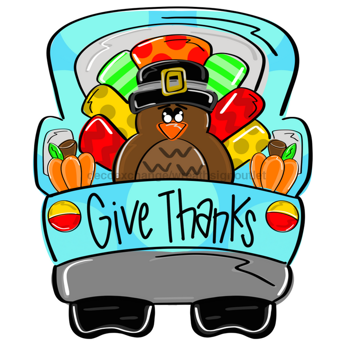 Thanksgiving Sign Turkey Truck Door Hanger Wood Sign Decoe-W-321 22