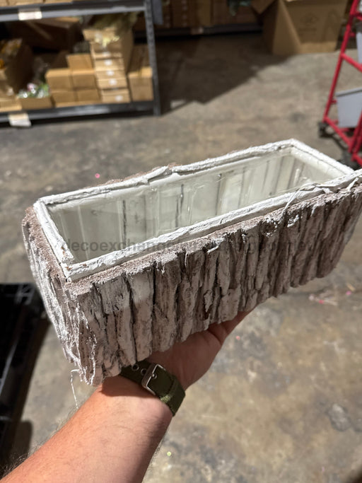 Tree Bark Rect Wht Small Pcs 7113RTWCL Container