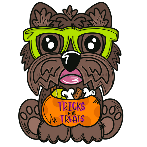 Trick Or Treat Dog Wood Wreath Sign Mj-W-00059 14’