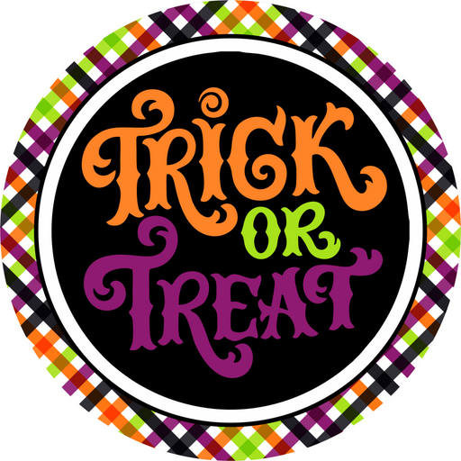 Trick or Treat Sign, DECOE-5284-D, Sign For Wreath, 10" Wood Sign