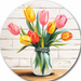 Tulip Door Hanger, DCO-00852-DH, Sign For Wreath, 18" Round Door Hanger - DecoExchange®