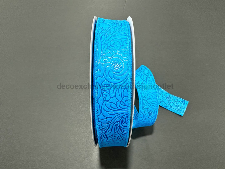 Turquoise Flower Embossed 1.5’X50Y 984209 - 39C Ribbon