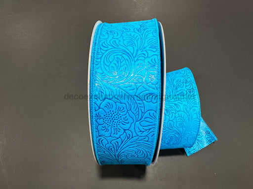 Turquoise Flower Embossed 2.5’X50Y 984240 - 39C Ribbon