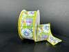Turquoise Satin/Fuchsia-Lime-Yellow Plaid/White Gerberas 1.5’’X10Y 41525-09-22 Ribbon