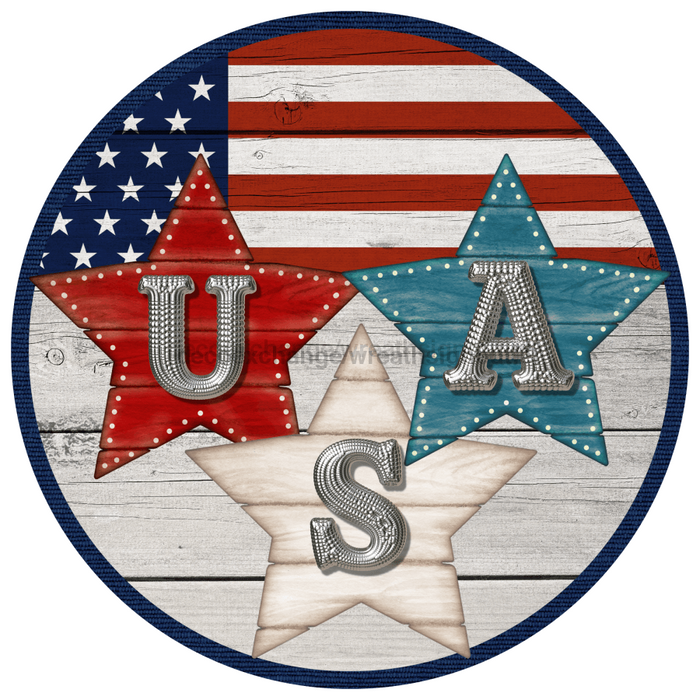 USA Sign, Patriotic Sign, DECOE-4069-DH, 18 Wood Round