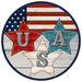 USA Sign, Patriotic Sign, VINYL-DECOE-4069, 10" Vinyl Decal Round