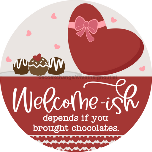 Valentine Door Hanger Welcomeish Dco-01041 Sign For Wreath 18 Round