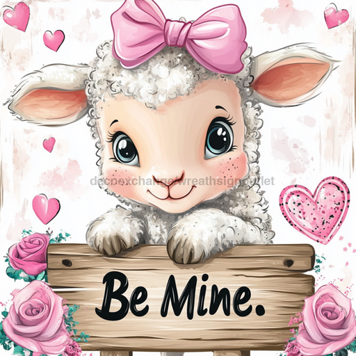 Valentine Sheep Wall Art, MB-00035, Sign For Wreath, 10x10" Metal Sign