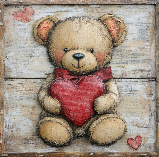 Valentine Sign, Bear Sign, DCO-02230, Sign For Wreath, 10x10 Metal Sign
