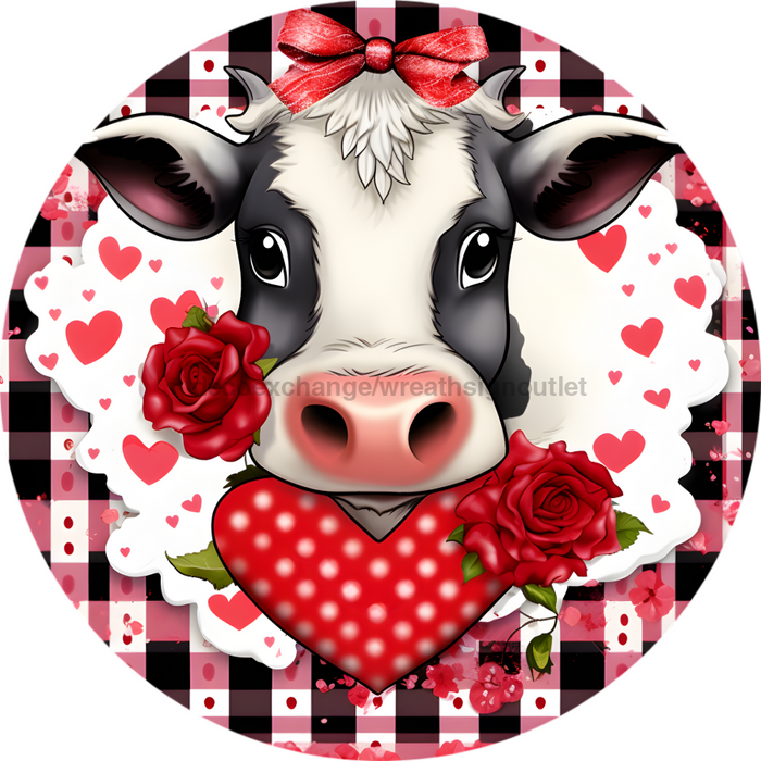 Valentine Sign Cow Decoe-4821 10 Metal Round
