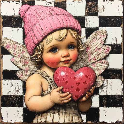 Valentine Sign Cupid Dco-02132 For Wreath 10X10’’ Metal