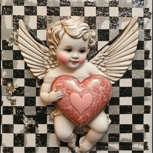 Valentine Sign Cupid Dco-02133 For Wreath 10X10’’ Metal