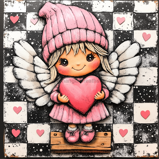 Valentine Sign Cupid Dco-02140 For Wreath 10X10’’ Metal