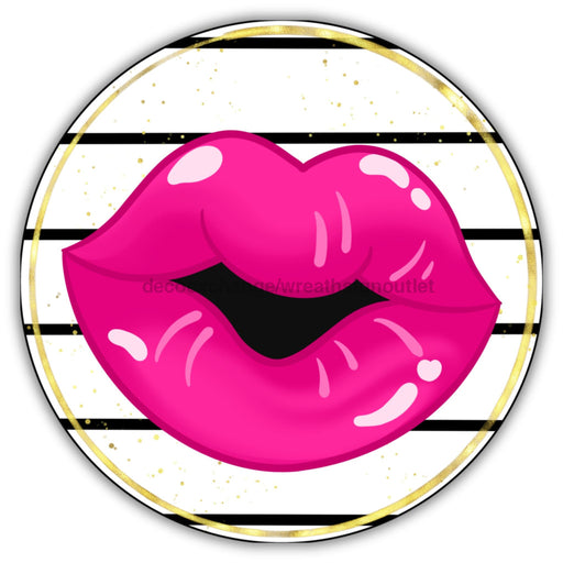Valentine Sign Lips Sign 18 Wood Round Cr-150-Dh Decoexchange For Wreath Door Hanger