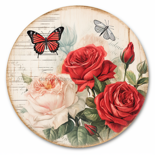 Valentine Sign Roses Dco-00888 For Wreath 10 Round Metal