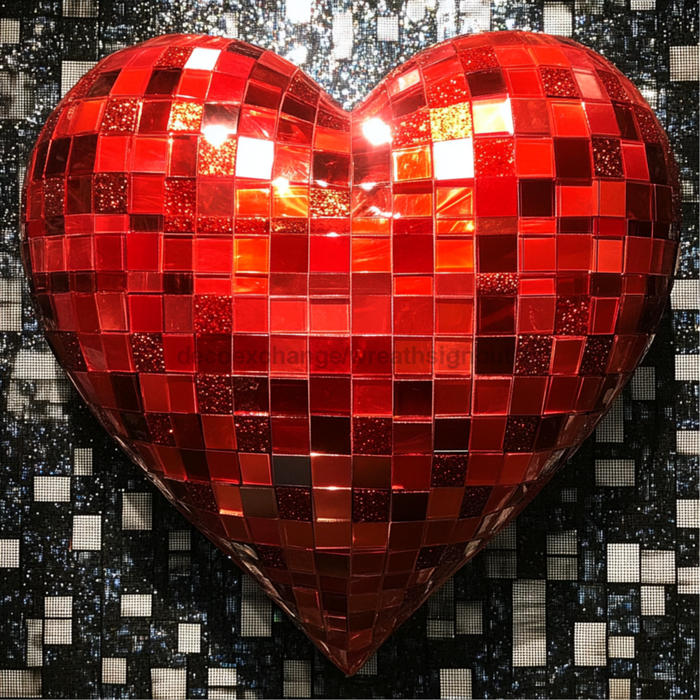 Valentine Sign, Sequin Heart Sign, DCO-02204, Sign For Wreath, 10x10 Metal Sign