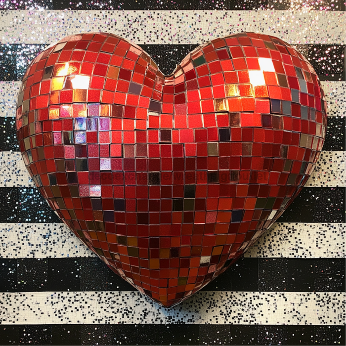 Valentine Sign, Sequin Heart Sign, DCO-02207, Sign For Wreath, 10x10 Metal Sign