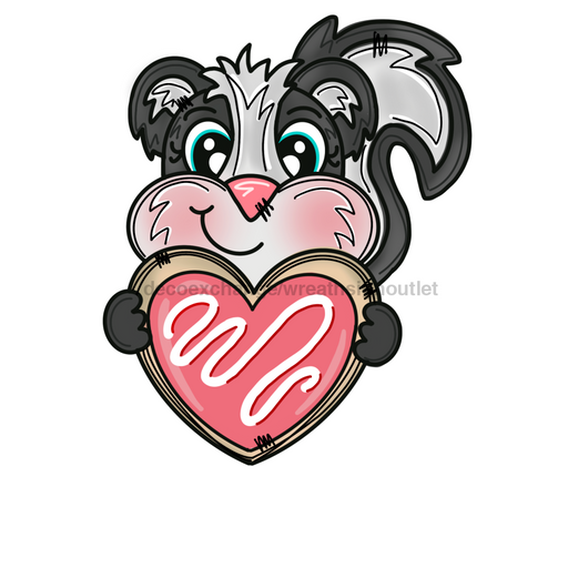 Valentine Skunk Door Hanger Mj-W-00068-Dh 22’ Wood