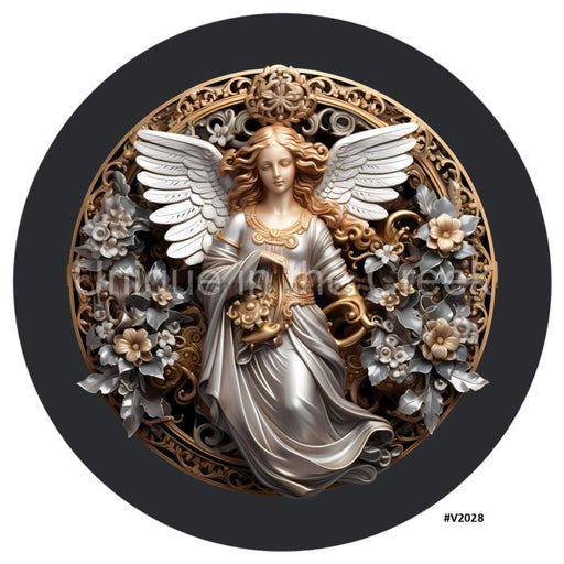 VINYL DECAL | 3D METALLIC | ANGEL | GOLD/PEWTER/BLACK | V2028 - Unique in the Creek LTD
