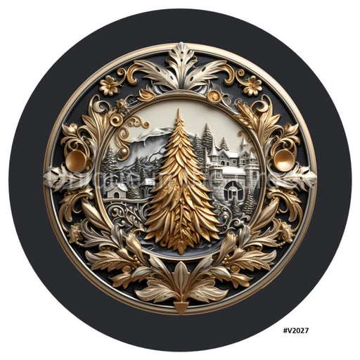 VINYL DECAL | 3D METALLIC | CHRISTMAS TREE | GOLD/PEWTER/BLACK | V2027 - Unique in the Creek LTD