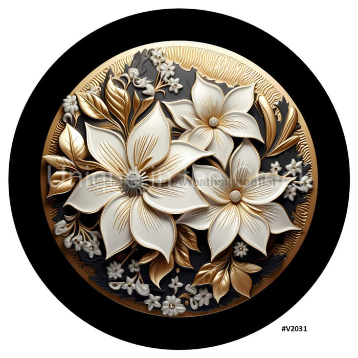 VINYL DECAL | 3D METALLIC | POINSETTIA| GOLD/PEWTER/IVORY/BLACK | V2031 - Unique in the Creek LTD