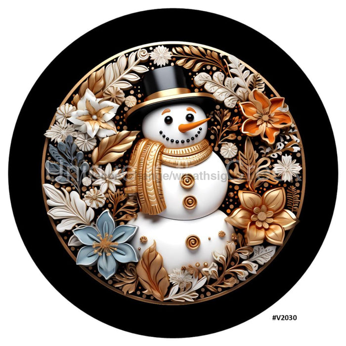 VINYL DECAL | 3D METALLIC | SNOWMAN | GOLD/PEWTER/BLACK | V2030 - Unique in the Creek LTD