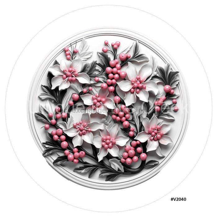 VINYL DECAL | 3D WOOD LOOKING | POINSETTIA | PINK/WHITE | V2040 - Unique in the Creek LTD