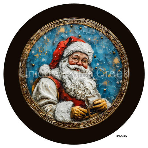 VINYL DECAL | 3D WOOD LOOKING | SANTA | BLUE/GOLD | V2045 - Unique in the Creek LTD