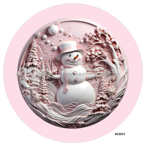 VINYL DECAL | 3D WOOD LOOKING | SNOWMAN | PINK/WHITE | V2037 - Unique in the Creek LTD