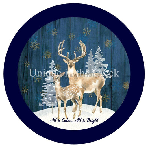 Vinyl Decal | All Is Calm, All Is Bright | Deer | Christmas | Winter - Unique in the Creek LTD