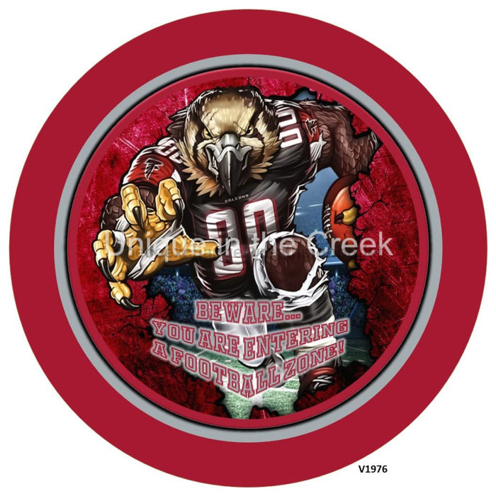 Vinyl Decal | ATL Football | RED/SILVER/BLACK | Beware...you are entering a football zone | Sports - Unique in the Creek LTD