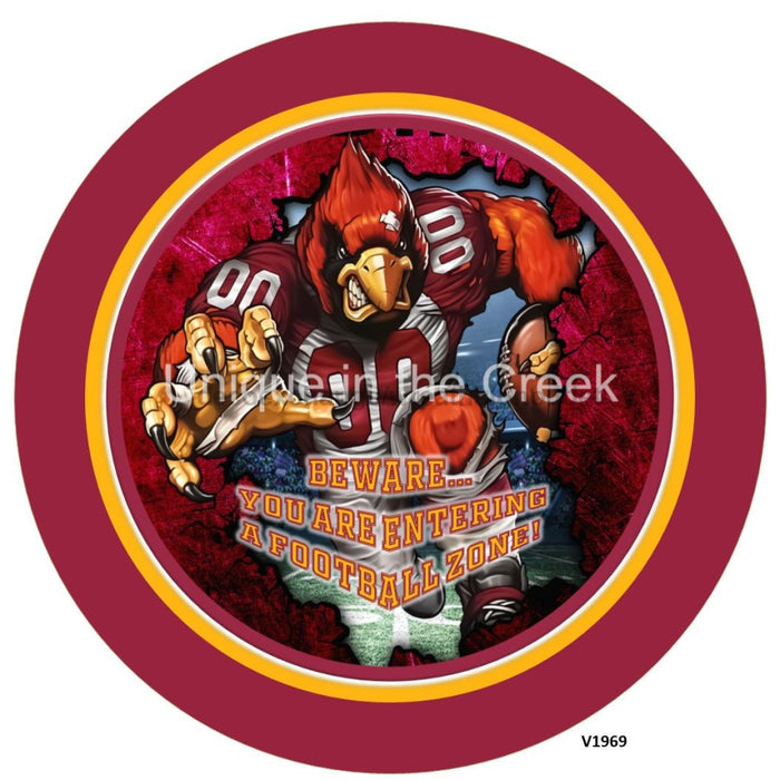 Vinyl Decal | AZ Football | RED/YELLOW/BLACK | Beware...you are entering a football zone | Sports - Unique in the Creek LTD