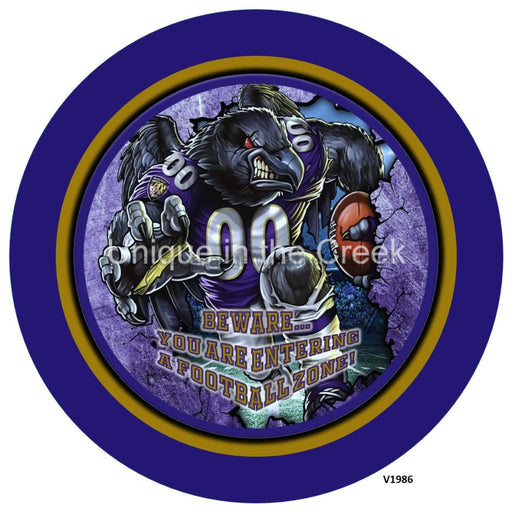 Vinyl Decal | BAL Football | PURPLE/BLACK/GOLD | Beware...you are entering a football zone | Sports - Unique in the Creek LTD