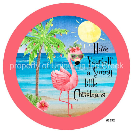 Vinyl Decal | Beach / Flamingo | Sunny Little Christmas | Christmas - Unique in the Creek LTD